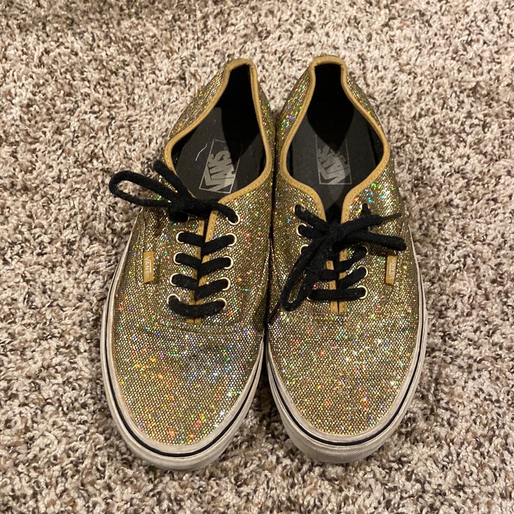 VANS | Gold Glitter Low Top Canvas Sneakers Size:9.5 M/11W